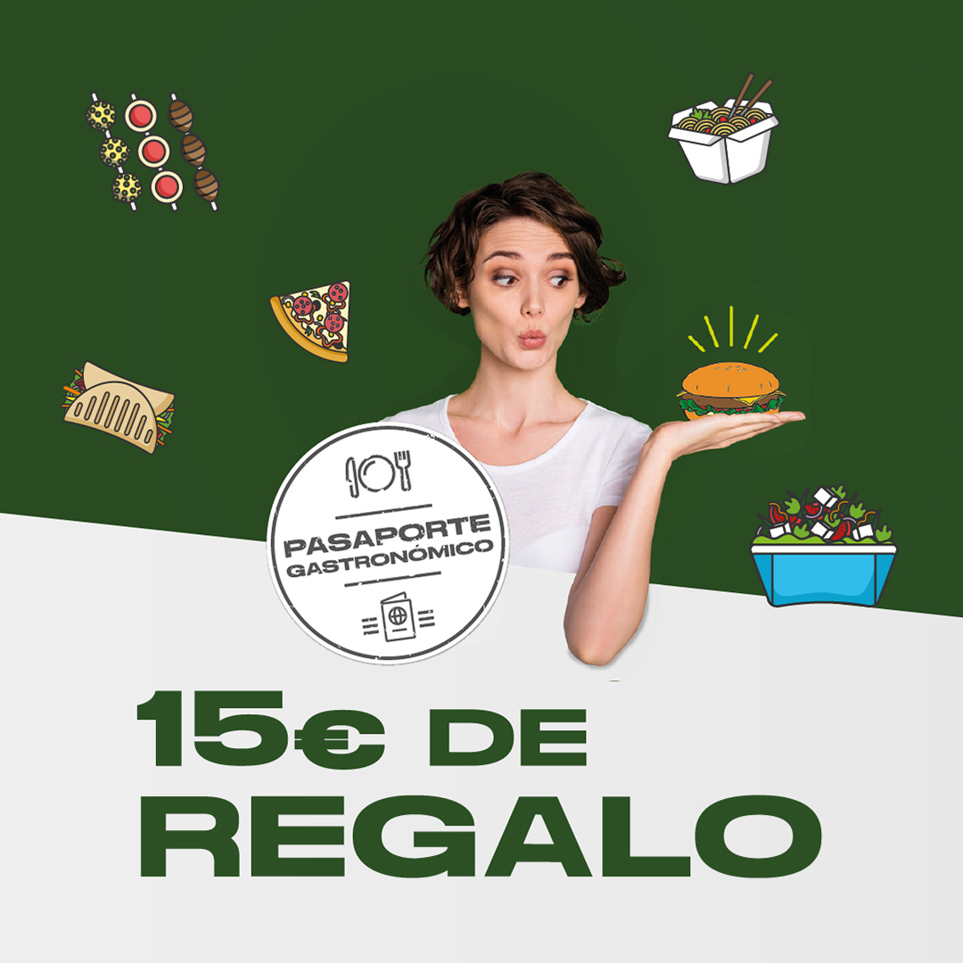 chica con comida y 15€ de regalo