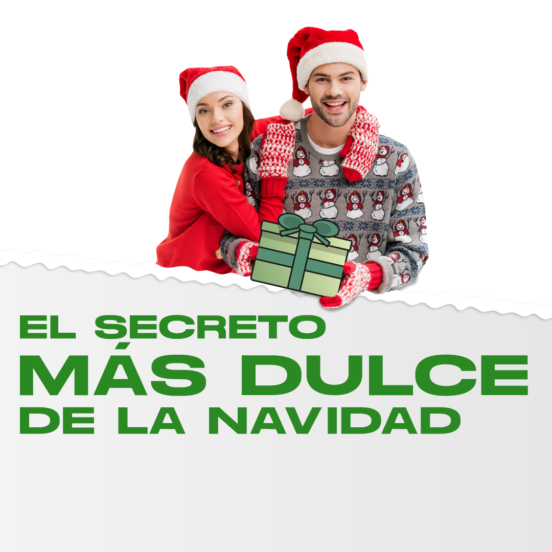 Pareja sonriendo con regalos