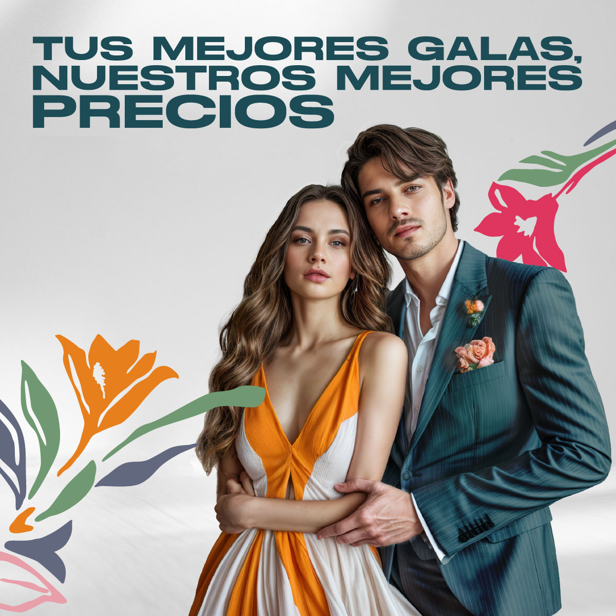 Pareja vestida de manera elegante